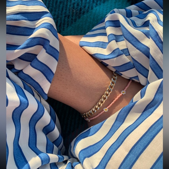 H&M Blue and White Striped Wide Leg Pants - Picture 7 of 8